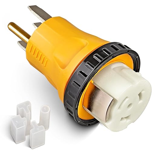MECMO NEMA 14-50P to SS2-50R Twist Lock RV Generator Adapter, 50 Amp 14-50P RV Generator Plug to Shore Power Adapter, 125/250V for 50A Transfer Switch Power Inlet Box, RV Camper, Generator to House