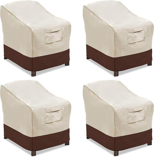 Vailge Patio Chair Covers, Lounge Deep Seat Cover, Heavy Duty and Waterproof Outdoor Lawn Patio Furniture Covers (4 Pack - Medium, Beige & Brown)