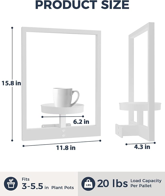 Bamworld White Plant Stand Indoor, Plant Hanger Wall Planters for Indoor Plants Window Plant Shelves Plant Holder Wall Decor, Room Decor (Patent Design)