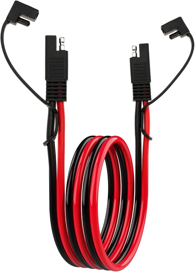 10AWG SAE Extension Cable 10 Gauge SAE to SAE Extension Cord with Two Prong Connectors for Solar RV Automotive (3FT)