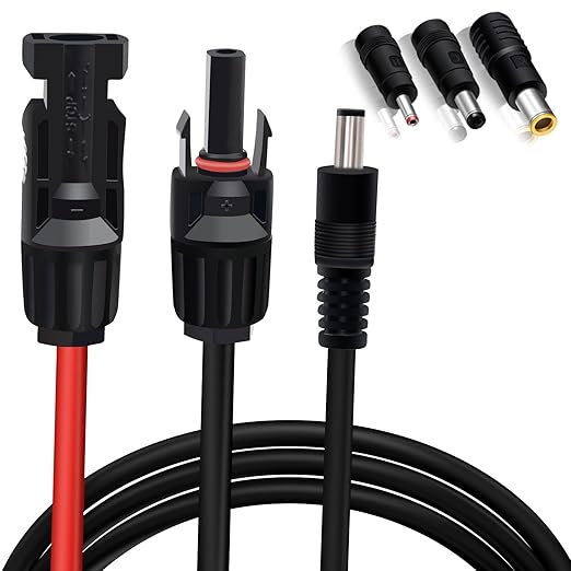 COMeap 5FT 1.5M Solar Panel Adapter for Jackery, to DC 5.5x2.1mm Extension Power Cable with DC 3.5x1.35, 5.5x2.5 and 8mm Connector Compatible with Solar Panel Charger and Portable Solar Generator