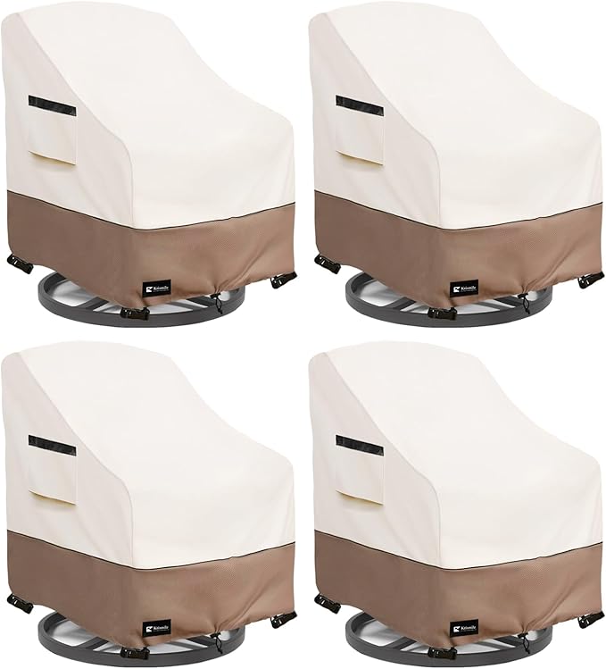 Patio Chair Covers Waterproof Outdoor Furniture Cover, All-Weather Protection Outdoor Lawn Patio Furniture Covers 4 Pack for 30" W x 33" D x 32" H, Beige