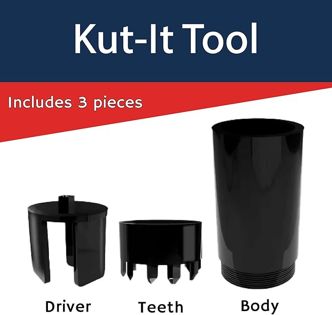 K-IT KUT-IT 2-in-1 Turf Removal and Sprinkler Cap Tool, No-Dig Irrigation Maintenance Device for Grass Clearing and Lawn Repairs, Works by Hand, Wrench, or Drill