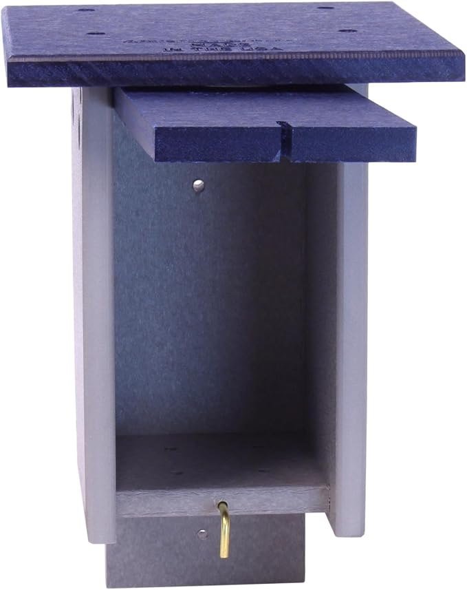 Bluebird House, Post Mount, Amish-Made with 100% Recycled Poly Lumber (Patriot Blue and Gray)