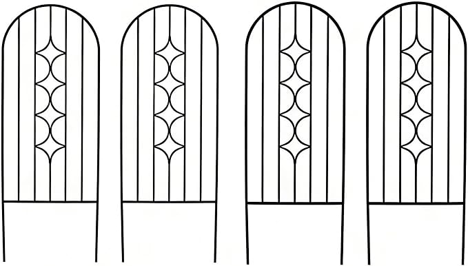 4 Pack Arched Metal Garden Trellis for Climbing Plants 45" H x 15.9" W, Rustproof Iron Trellis with Decorative Scrollwork, Perfect for Roses, Vines, and Flower Beds