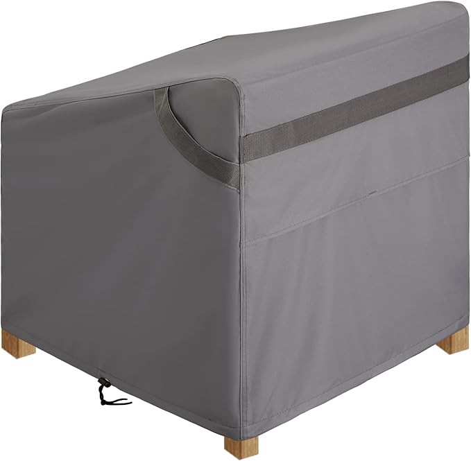 Outdoor Chair Covers Waterproof 2 Pack,Heavy Duty Patio Swivel Chair Cover 29'' Wide Waterproof UV-Resistant Rip-proof Grey Lawn Outside Deck Furniture Covers for Dining Chairs