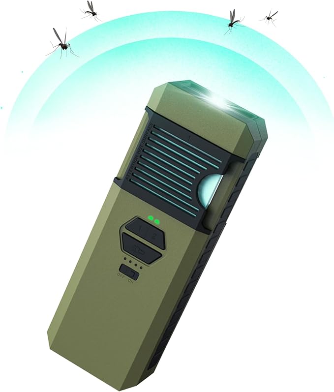 9000mAh Rechargeable Mosquito Repellent Device,Portable Outdoor Mosquito Repeller with 360° Coverage for 96 Sq.Ft,Dual-Zone Heating & LED Light for Patio,Camping,Fishing (Pad Not Included)