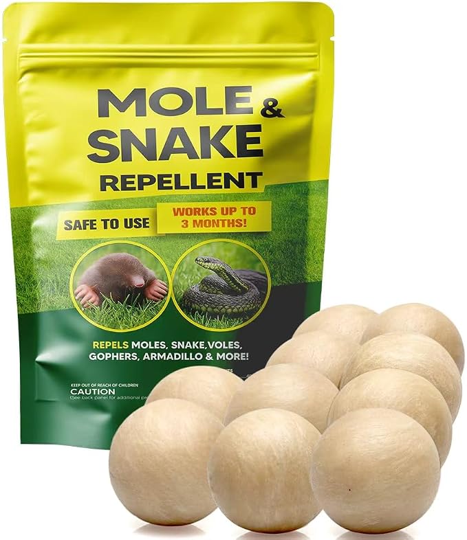 Mole and Snake Repellent for Lawns, Mole Deterrent for Yards, Gopher Repellent, Vole & Groundhog Repellent Outdoor, Armadillo Repellent for Garden, 120 Sq Ft Coverage, 10 Packs