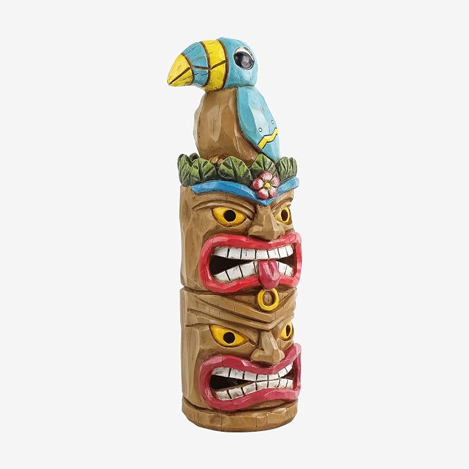 Tiki Totem Pole Solar Powered Garden Statue Decor- Tiki Decorations for Tiki Bar Outdoor Patio Balcony Lawn Yard Backyard