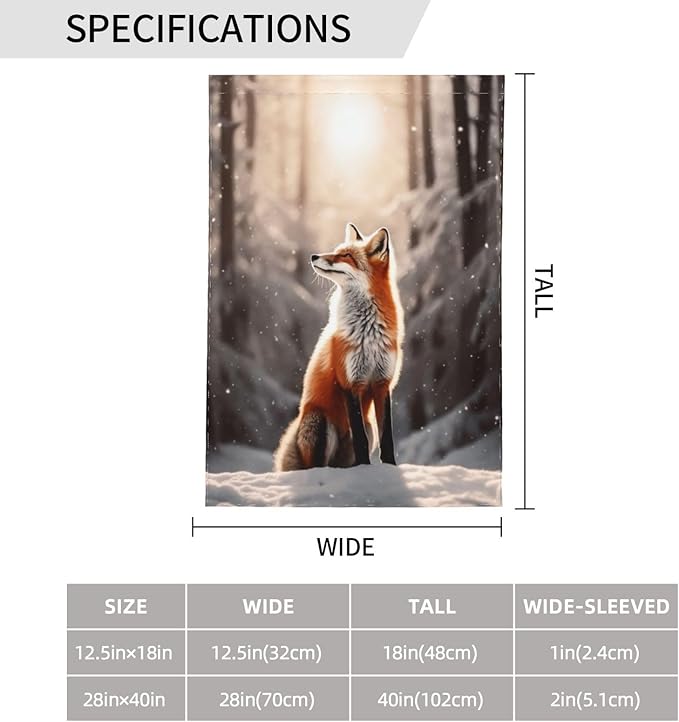 Delerain Red Fox Winter Garden Flag, 12.5 x 18 Inch Double Sided Design Weather Resistant Indoor & Outdoor Decoration Small Banner for Home Yard Lawn Patio Office