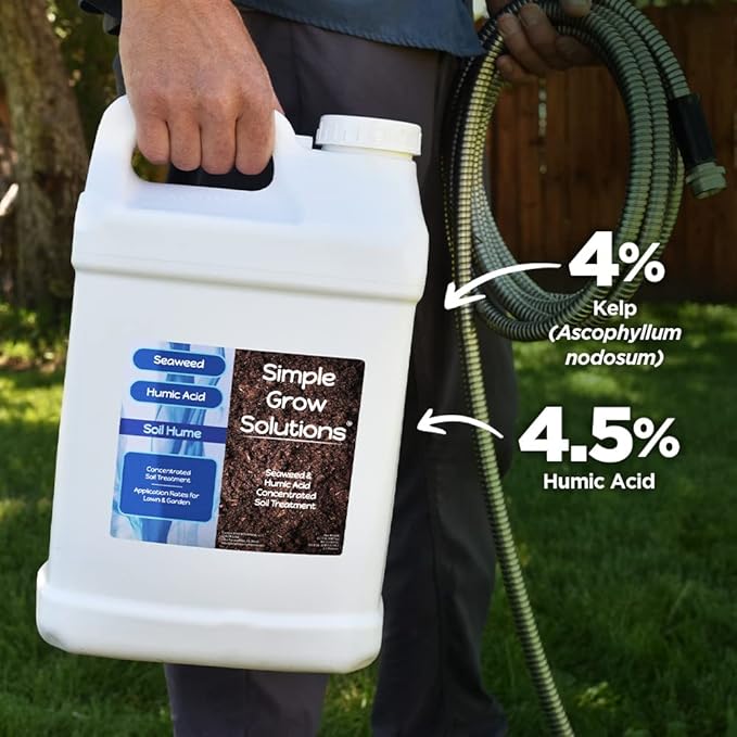 Super Seaweed Humic Fulvic Acid Blend- Liquid Carbon - Soil Hume - Simple Grow Solutions- Natural Lawn & Garden Concentrated Treatment- Increase Nutrient Uptake (2.5 Gallons)