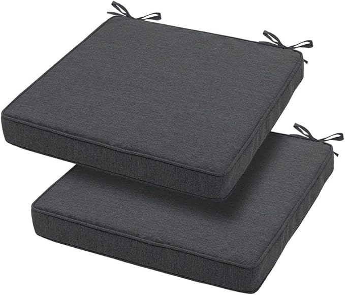 Magpie Fabrics Square Corner Seat Cushion, 18" x 18" x 2.5", 2 Pack, Indoor/Outdoor Waterproof Weather Resistant Universal Chair Pads for Patio Garden Dining - Dark Gray