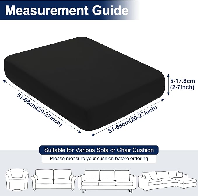 Smiry Waterproof Patio Cushion Covers, Stretch Outdoor Couch Slipcovers Replacement Washable Furniture Protector Sofa Chair Seat Cover for Dogs and Pets (14 Pcs, Black)