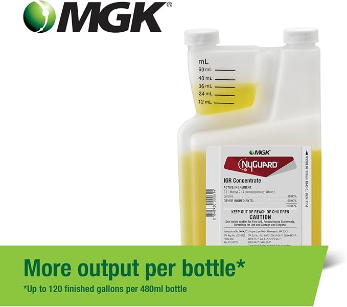 MGK NyGuard® IGR Concentrate | Cockroach, Flea, Ant, Fly and Mosquito Concentrate | Insect Growth Regulator | for Indoor/Outdoor Applications | 140 ML
