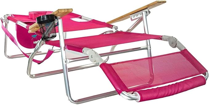 Ostrich the Original 3N1 Lightweight Beach Reclining Lounge Chair with Footrest, Outdoor Furniture for Patio, Balcony, Backyard, or Porch, Pink