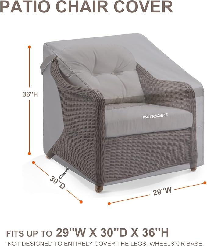 Outdoor Chair Covers Waterproof 2 Pack,Heavy Duty Patio Swivel Chair Cover 29'' Wide Waterproof UV-Resistant Rip-proof Grey Lawn Outside Deck Furniture Covers for Dining Chairs