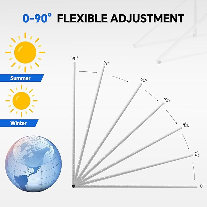 45 Inch 2 Sets Solar Panel Mounting Brackets Kit 0-90 Adjustable Solar Panel Tilt Mount Brackets for 100-400W Panels Windproof for Roof,RV,Ground,Boat and Off-Grid. (2Sets)