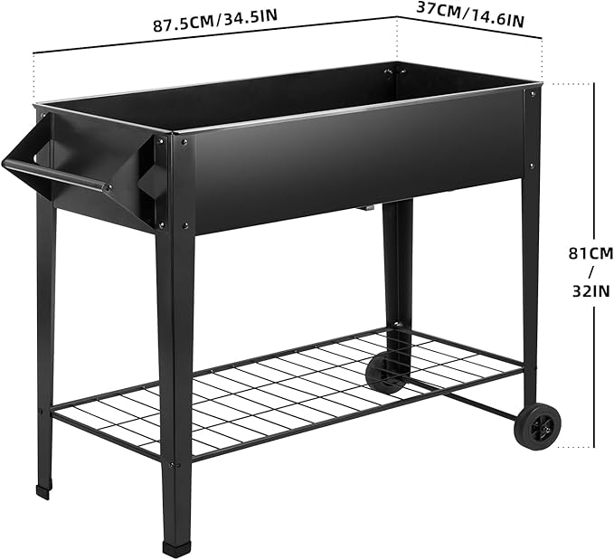 Kendane 32" Elevated Raised Garden Bed Outdoor - Rust-Resistant Metal Spacious Planter Box with Drainage Holes for Patio Balcony Deck Small Space - Grows Vegetables Tomatoes Herbs Flowers