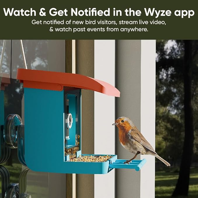 Bird Feeder Camera Case Compatible with Wyze Battery Cam Pro, Wyze Cam Outdoor v1/v2, Camera v4/v3/v3 Pro, 5 DIY Mounting Methods, with a Macro Lens (Solar Panel/Camera NOT Included), Blue