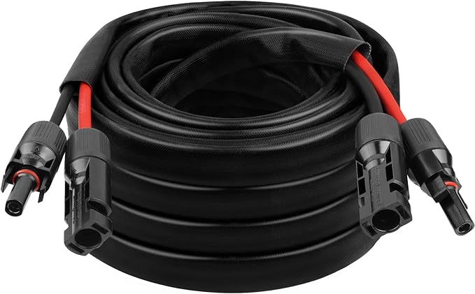10AWG Solar Cable - 30FT Solar Panel Extension Cord 10 Gauge PV Wire with Flame Retardant Protective Sleeving Female & Male Waterproof Connector for RV, Photovoltaic Systems, Solar Panels (30 Feet)