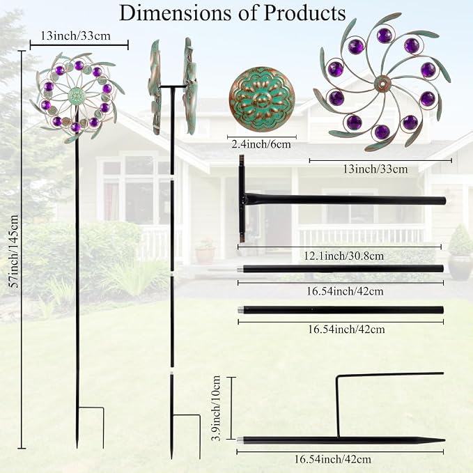 Viveta Outdoor Wind Spinners, Sculpture, Windmill for Yard and Garden | Metal,Double-Sided,for Yard and Garden