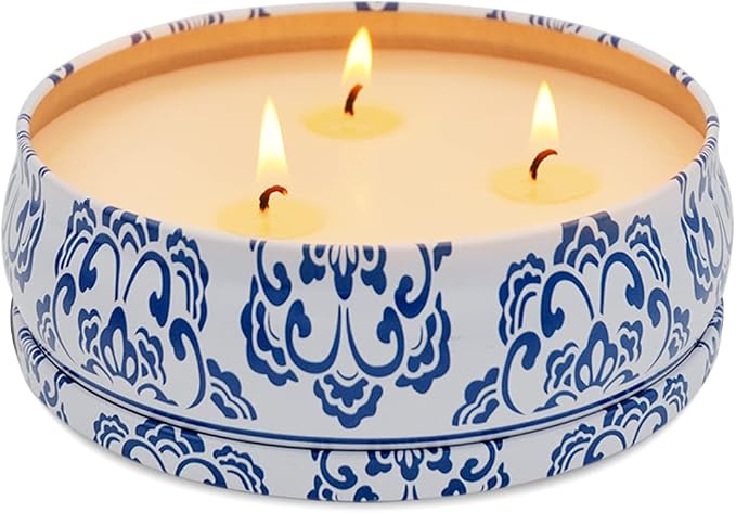 Large Citronella Candles Outdoor and Indoor, 13.5oz 3-Wick Soy Wax Portable Travel Tin Candle for Home Garden Patio Yard Balcony and Summer Gift