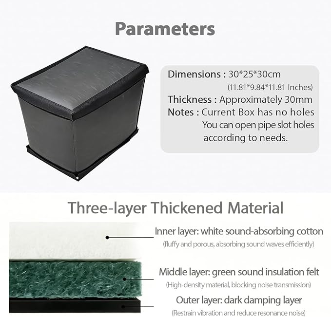 Three-layer Sound Proof Box for Pool Pump, Sound Proof Foam Box for Water Pump, Generator Noise Reduction Cover, Soundproof Cover For Household Appliances
