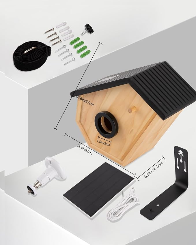 Smart Bird House with Camera, Birdhouse for Outdoor with 2K HD Camera, Solar Powered, Night Vision, Motion Detection & Activities in Real Time, 2.4G WiFi, Ideal Bird Nesting for Bird Lovers