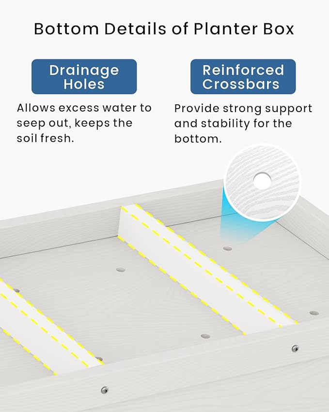 HDPE Raised Garden Bed with Legs, Outdoor All-Weather Elevated Planter Box Raised Beds for Seeds, Herb, Flower, Vegetable (White)
