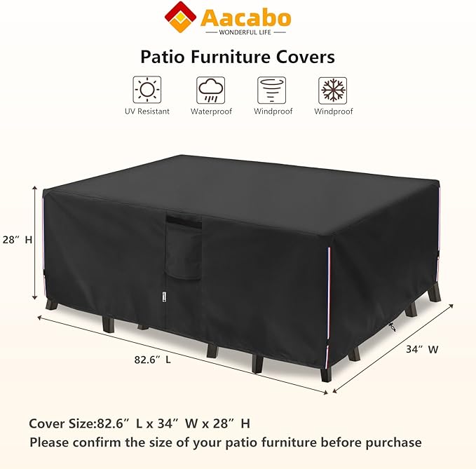 Patio Furniture Cover for 5 Pieces Set-Waterproof 600D Oxford Fabric Cover for 5 PCS Outdoor Sets Wicker Metal Couch Rocking Glider Swivel Chairs Ottomans Sectional Sofa Dining Chair Black