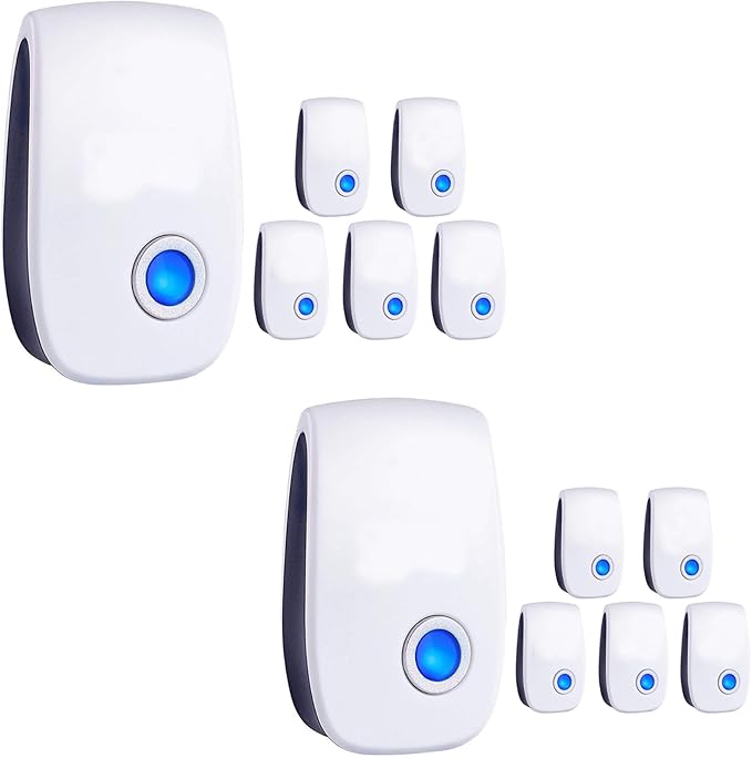 Ultrasonic Insect & Pest Repeller, Ultrasonic Mice Repellent for Insect, Roaches, Spiders, Ants, Bugs, Mosquitoes, Pest Control for House Garage RV Hotel, 12 Pack
