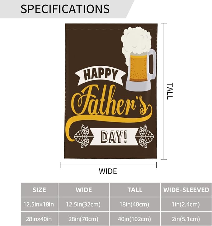 Delerain Happy Father's Day Garden Flag, 28 x 40 Inch Double Sided Design Weather Resistant Indoor & Outdoor Decoration Small Banner for Home Yard Lawn Patio Office