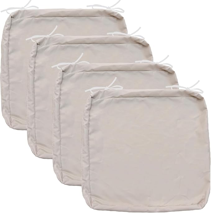 FLYMEI Patio Cushion Covers 20x20x2 Waterproof Outdoor Cushion Cover Replacement 4Packs Outdoor Seat Cushion Slipcover for Rattan Chair Sofa, Apricot