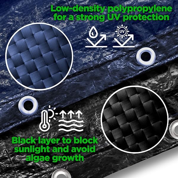 28 ft Round Pool Cover for Above Ground Pools, Above Ground Pool Cover, Swimming Pool Cover, Winter Pool Cover, Keeps Out Debris, Cold and UV Resistant, Supreme Mesh, Navy Blue