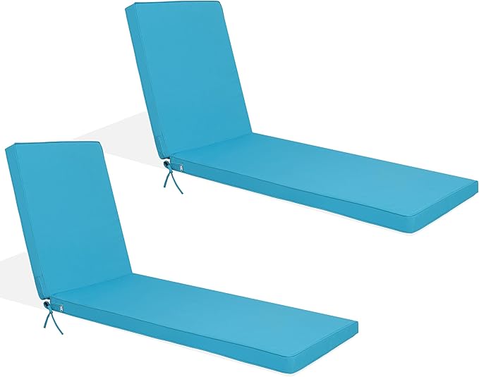 Only choice Outdoor Lounge Chair Cushions Patio Chaise Lounge Replacement Cushions Funiture Seat Cushion Chair Pads (Sky Blue-2 pc)