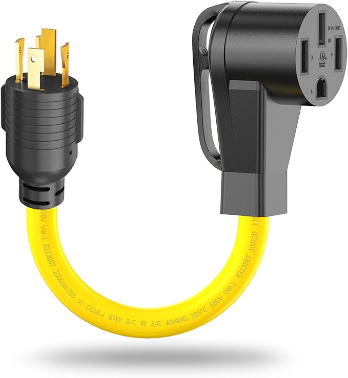 4 Prong Twist Lock 30 Amp to 50 Amp RV Adapter Cord 240V, NEMA L14-30P Locking Male to 14-50R Female for Tesla EV