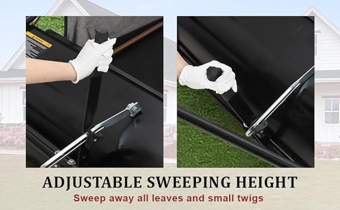 Tow Behind Lawn Sweeper, 48" Pull Behind Collector – Large Capacity Leaf & Grass Collector with Adjustable Height, Dumping Rope Design for Debris and Lawn Clippings