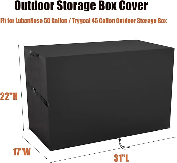 Deck Box Cover for LubanNese 50 Gallon/ for Trygoal 45 Outdoor Storage Box, Waterproof Resin Storage Bin Cover Outdoor Bench Covers -31"L x 17"W x 22"H