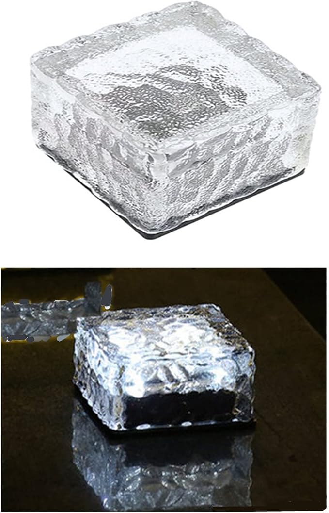 Outdoor Ice Cube Bricks Rocks Lights Solar Powered LED In Ground Pathways Patio Yard Garden Glow Lights Decor