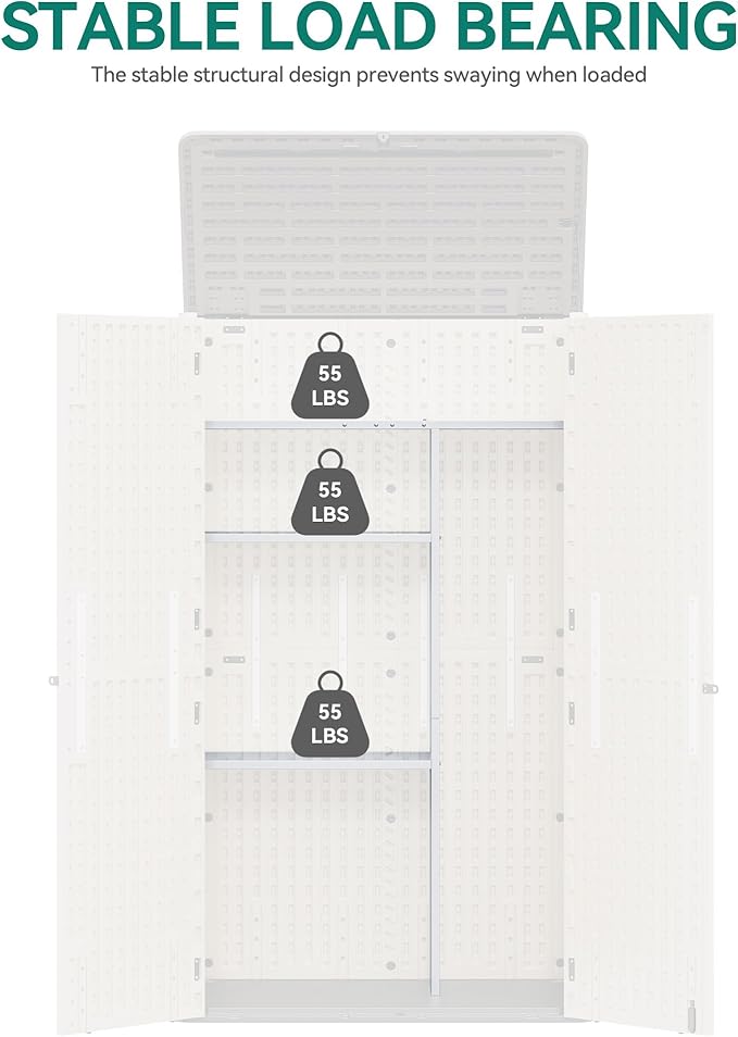 YITAHOME 60 Cuft Metal Storage Shed Shelf, Space-Saving Waterproof Shelf for Vertical Storage Sheds,Waterproof for Garden, Patio, Garage, Easy Assembly,45.6" L X 13.2" W X 69" H, White