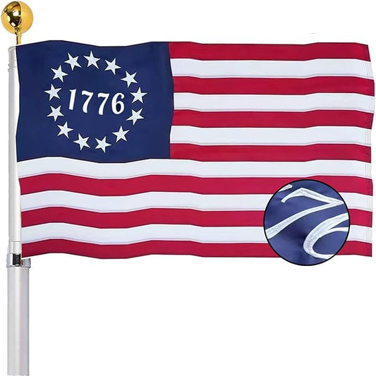 Embroidered 1776 Betsy Ross American Flag 3x5 Outdoor-13 Colonies Revolution USA Flags Heavy Duty Embroidered Stars Sewn Stripes With 2 Brass Grommets for Outside