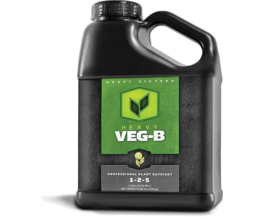 Heavy 16 Veg B Vegetative Base Nutrient Solution - Two-Part Concentrated Formula | Promotes Vascular Strength | Buffered Chemistry | 1 Gallon (4L)
