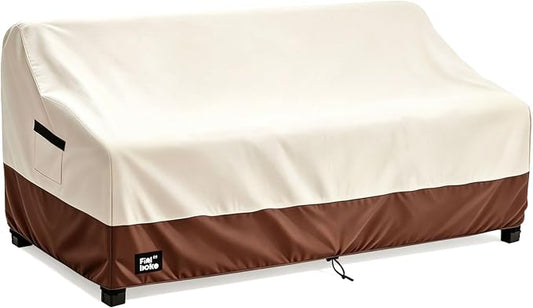 3-Seater Outdoor Sofa Cover, 85Wx38Dx35H inches Outdoor Furniture Covers Waterproof,100% Waterproof Heavy Duty Patio Furniture Covers,Beige&Brown Modern Style Outdoor Couch Cover