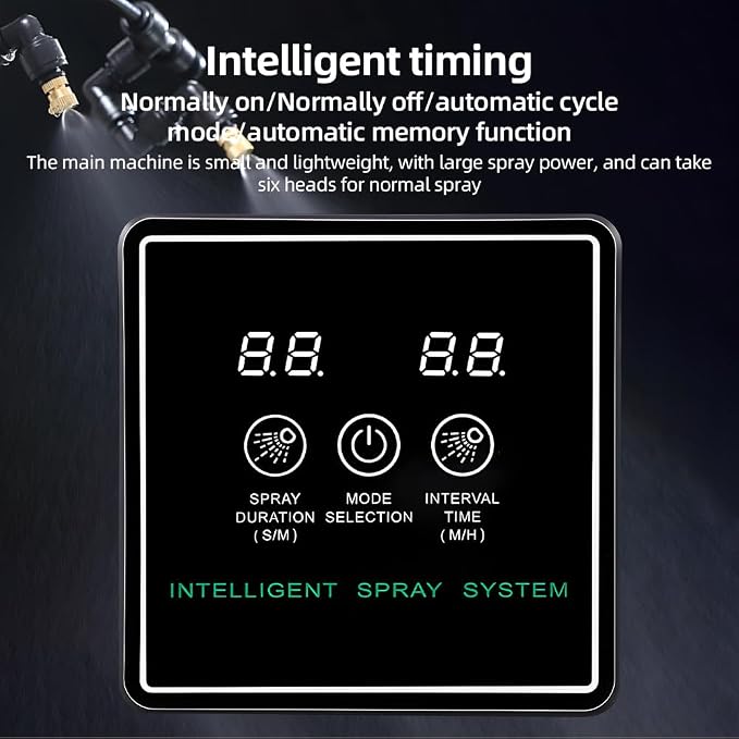 Yosoo Automatic Reptile,Fogger with Touchscreen Controller 360 Rotation Fog Nozzle for Plant Humidification with Intelligent Timing and Auto Cycle (10m 4 Nozzles)