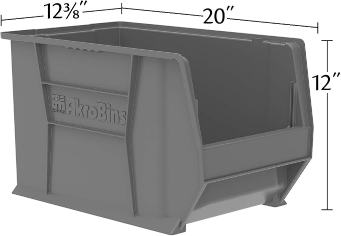 Akro-Mils 30282 Super-Size AkroBins Plastic Storage Bins, Space-Saving Stackable Bins for Garage, Classroom, Warehouse Organization, 20" L x 12" W x 12" H, Yellow, 2-Pack