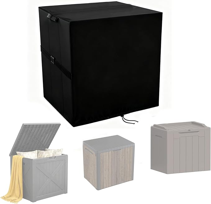 Deck Box Cover for Keter 30 Gallon / for Greesum 31 Gallon Deck Box for Outside, Waterproof Resin Storage Box Bin Covers Patio Furniture Side Table Cover- 23"L x 18"W x 22"H