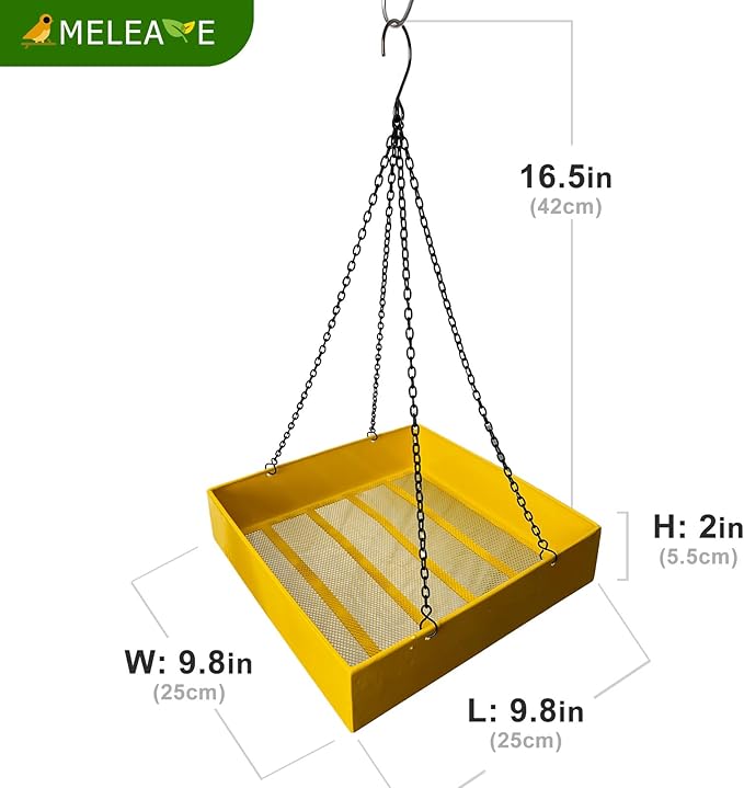 Bird Feeders for Outdoors, Platform Bird Feeder for Outside, Large Capacity 3.5 lbs(Yellow)