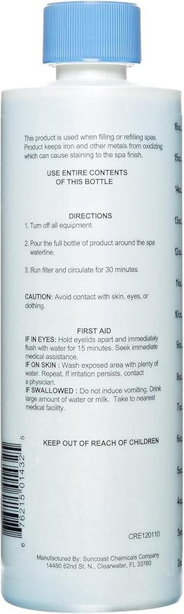 Pool Mate 1-Pint 4-Pack Metal Gone for Hot Tubs, Prevents Metal Staining, Made in USA