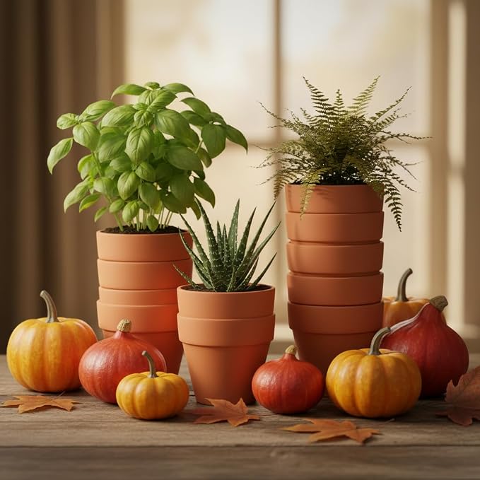 3 inch Terracotta Clay Pots, 26 Pack Clay Flower Pots with Drainage, Flower Garden, Terracotta Pots for Indoor Outdoor Plant, Crafts, Wedding Favor