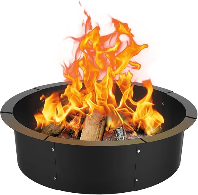 31 Inch Inner Round Fire Pit Ring Insert for Outside Wood Burning, 35 Inch Outer 31 Inch Inner DIY Outdoor Fire Pit Liner Ring for Garden, Patio, Backyard or Camping, 1.5mm Thick Metal Steel
